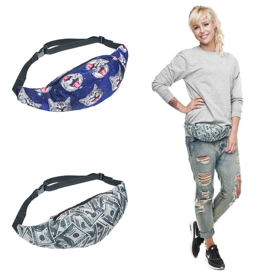 Polyester Fanny Pack 3D Digital Printing Sports Storage Messenger Bag Women