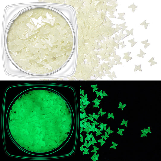 Luminous Powder Nail Sequins Glitter Butterfly Stickers Ornament