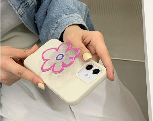Transparent Hand-painted Flowers Telescopic Phone Holder