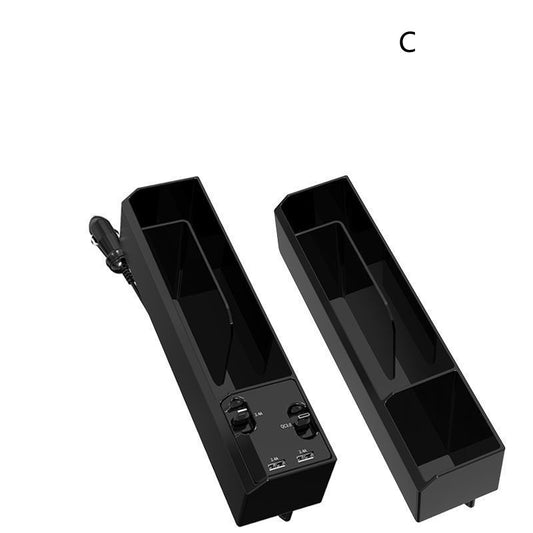 In Car Seat Slot Storage Box Charger With Retractable Cord