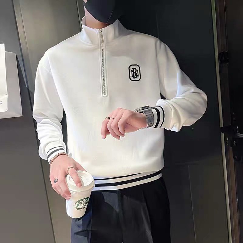 Letter Stand Collar Sweater Men's Autumn Slim Pullover Clothes