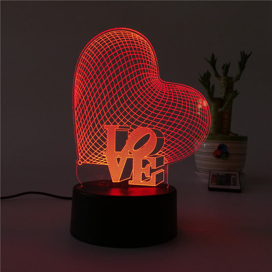 Valentine's Day Confession Gift Acrylic Luminous Night Light Cartoon Love Colorful 3D Acrylic Small Table Lamp
