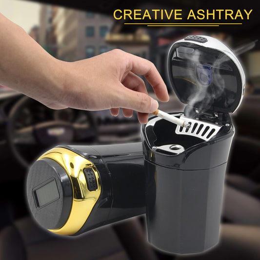 Portable Solar Rechargeable Car Ashtray Detachable Car Ashtray With Led Light Windproof Outdoor Travel Home Use