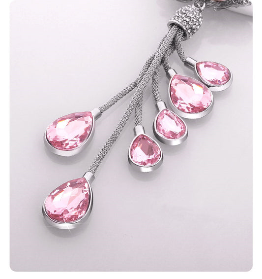 Car Rearview Mirror Crystal Swan Pendant Creative