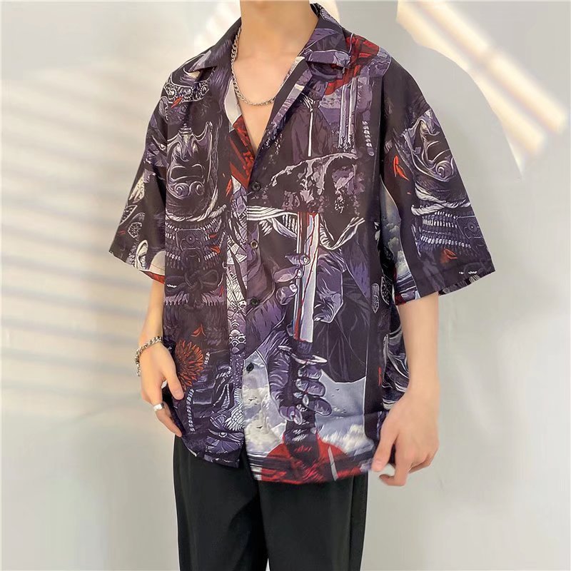 Men's New Hawaiian Wind Printed Short-sleeved Flower Shirt
