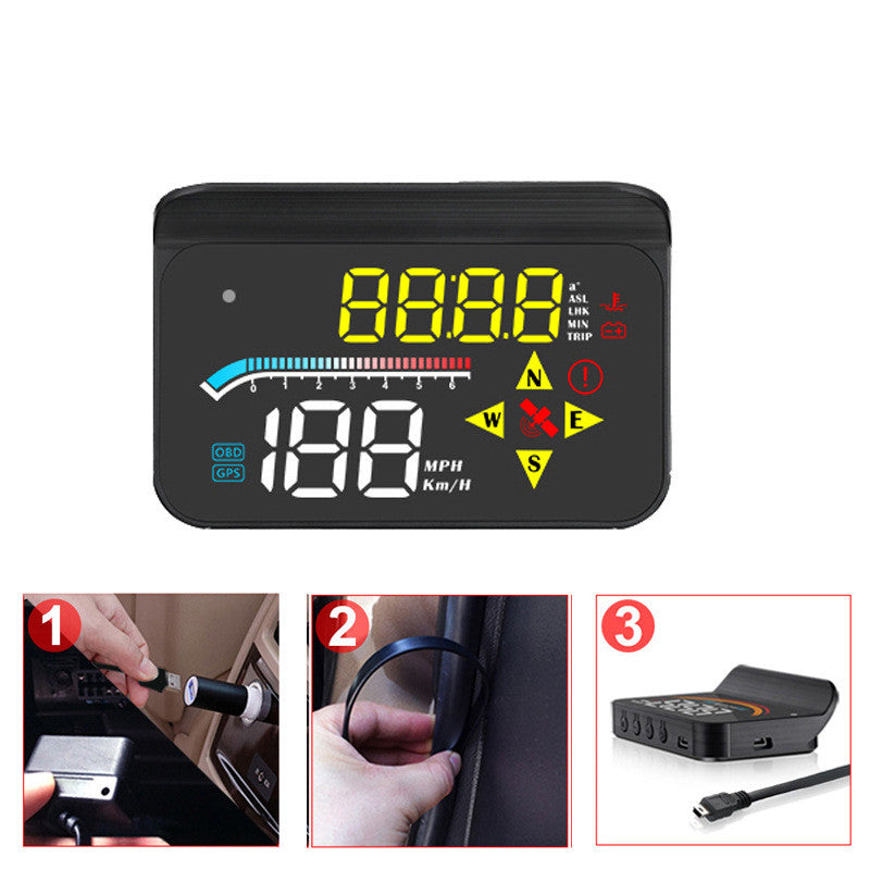 Yellow And White High Version Car OBD GPS Dual System HUD Head-up Display