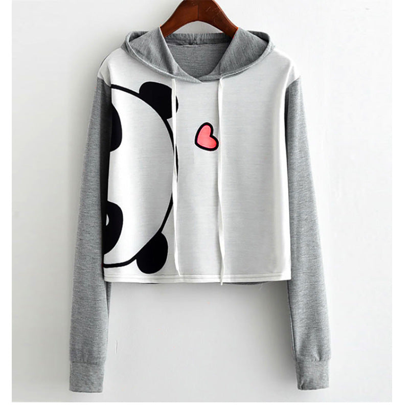 Sweet Panda Print Color Insertion Long Sleeve