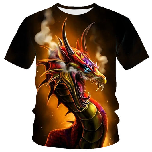 New Dragon Series 3D Digital Printing Men's Round-neck Short-sleeved T-shirt