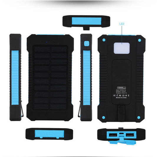Solar Power Bank 20000mAh Ultra-thin Outdoor Waterproof Mini Large Capacity Mobile Phone Power Bank