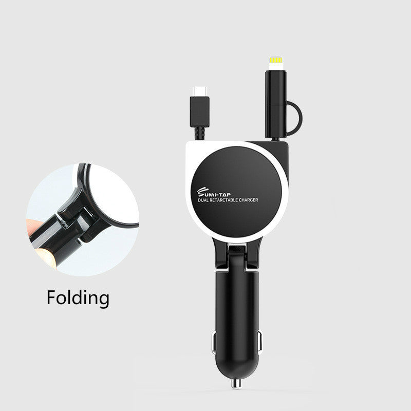 Compatible with Apple , Three-in-one Car Charger Data Cable Cigarette Lighter