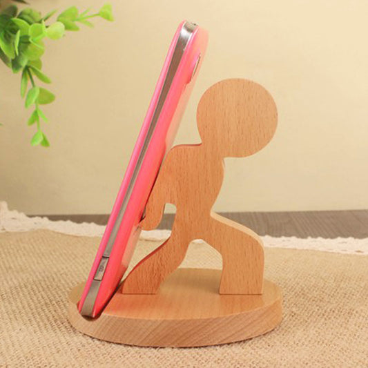 Creative Pony Mobile Phone Toma Back With Coin Beech Wood Lazy Phone Holder Custom Lettering