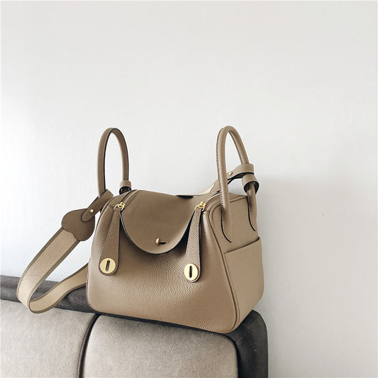 Top Layer Togo Cowhide Lindy Leather Women's Bag 2022 Europe And The United States New Retro Bucket Bag Fashion Handbag