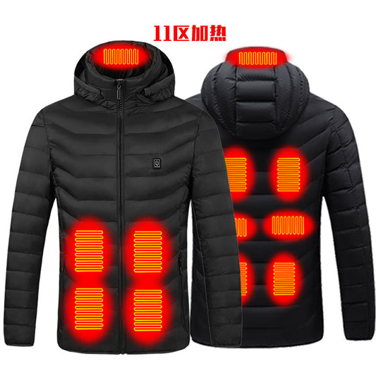 USB Charging Smart Heating Cotton Coat  Electric Heating Lightweight Autumn And Winter Clothing Heated Warm Hooded Jacket