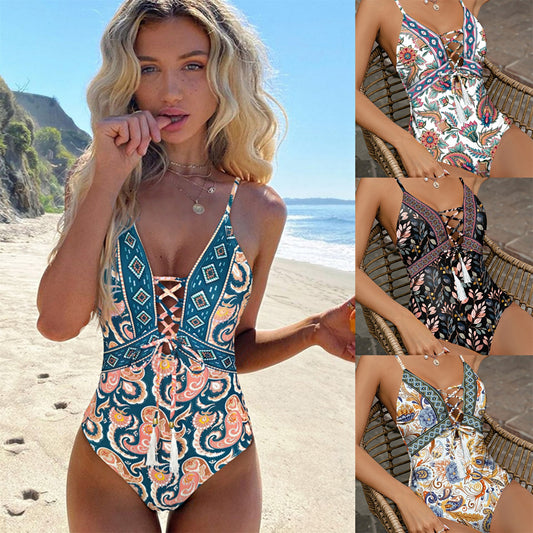 Classic Straps Tassel Hollow Backless One-piece