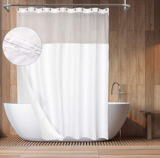Cross-border Waffle Shower Curtain Double Layer Splicing Removable Inner Curtain Waterproof Bathroom Curtain 183x183cm 230gsm