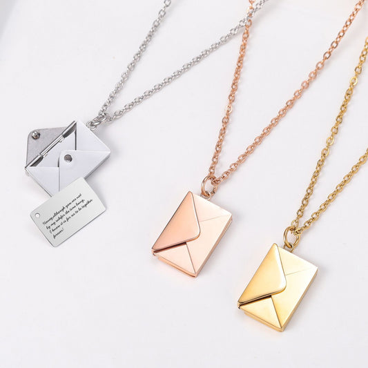Hot Selling Hot Style Stainless Steel Openable Envelope Necklace European And American Necklace Hot Style
