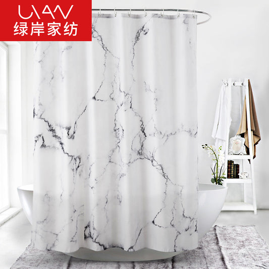 Digital Printing Marbled Polyester Waterproof Shower Curtain Thickening Bathroom Partition Curtain Bathroom Curtain
