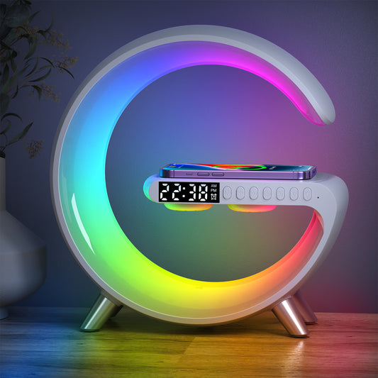 Smart Atmosphere Light Bluetooth Speaker Wireless Charger Bedside Atmosphere Light Sunrise Wake-up Light Pickup Light Alarm Clock