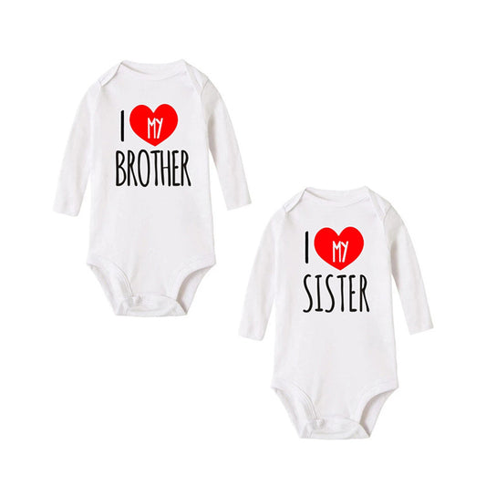 I Love My Sister Cotton AliExpress Cross-border Special For Children's Brother Baby Print Short-sleeved T-shirt