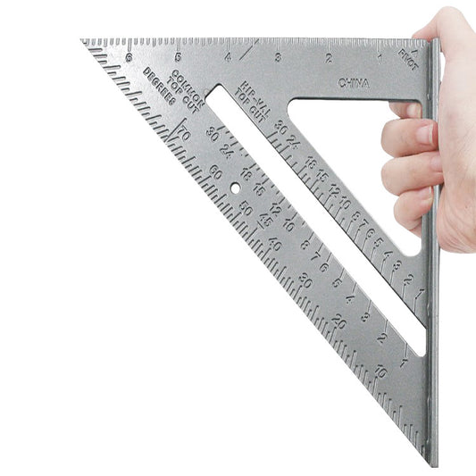 Silver 7 Inches Triangular Ruler 90 Degrees Thickened Angle Ruler Aluminum Alloy Woodworking Measuring Right Angle Ruler
