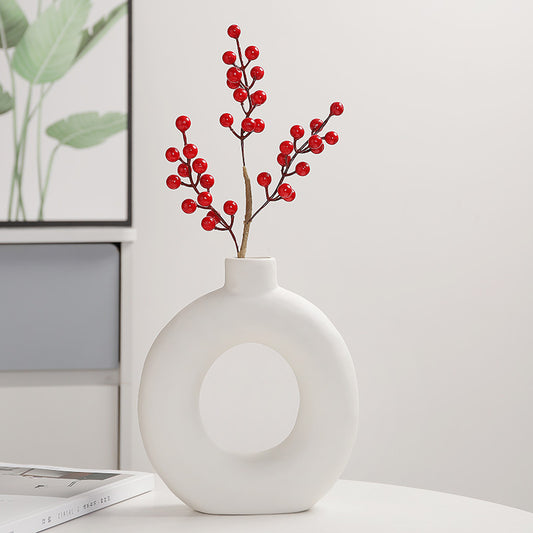 Simple Nordic Light Luxury High-end Ceramic Dried Vase Flower Arrangement Living Room Crafts Home Decoration Ornaments Flower Bottle