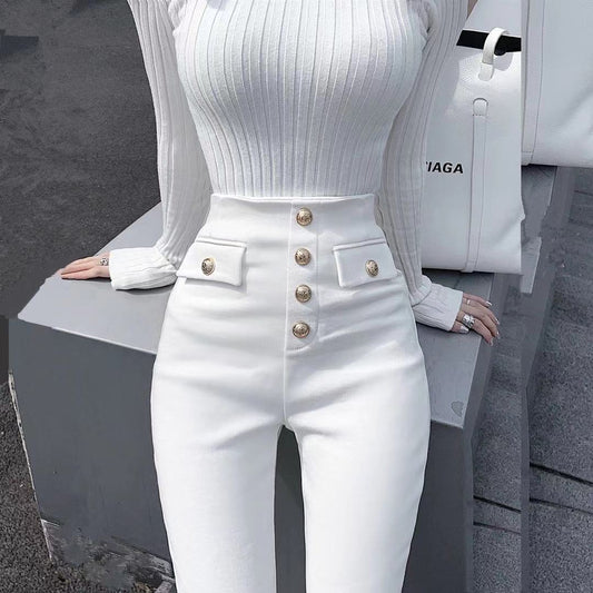 2023 Spring And Summer New Thin Skinny Jeans Women&amp;#039;s Korean Version Elastic Tight High Waist Nine-point Pencil