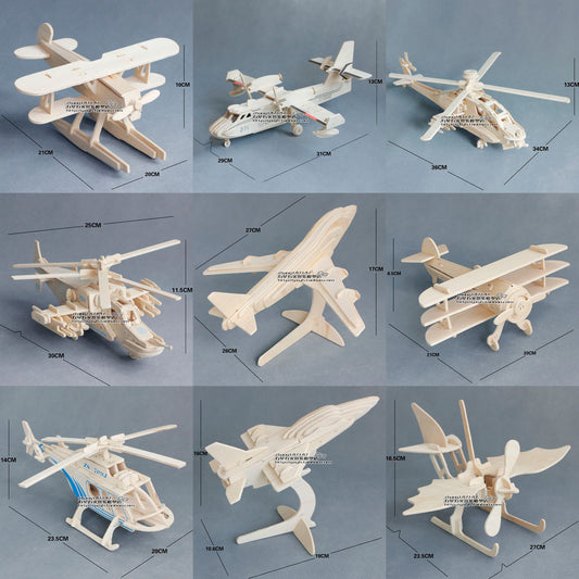 Wooden Airplane Three-dimensional Jigsaw Puzzle Children's Toys 6-7-10-12 Years Old Boy Puzzle Wooden 3D Model