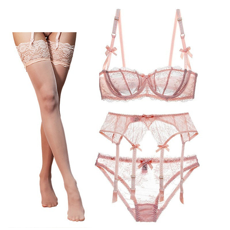 Half Cup Lace Bra Set Women