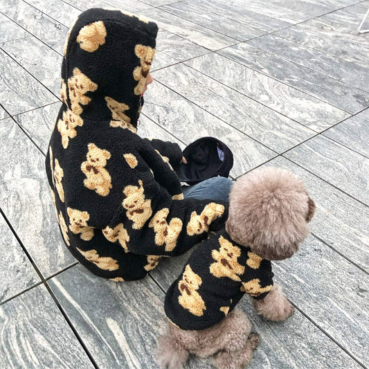 Dog Owner Parent-child Outfit Plus Velvet Warm Cotton Coat