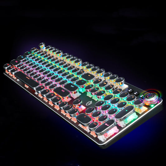 Retro Punk Electroplated Knob Luminous Mechanical Keyboard
