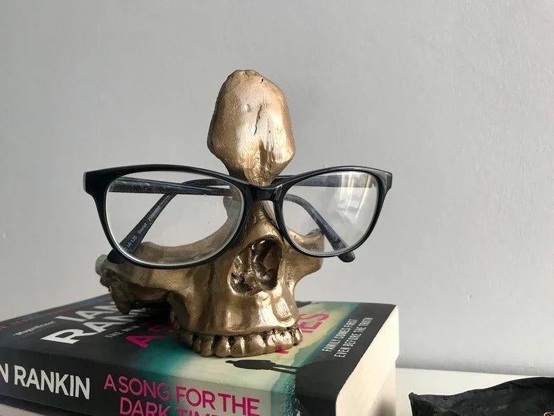 Skull Glasses Frame Sculpture Resin Ornament
