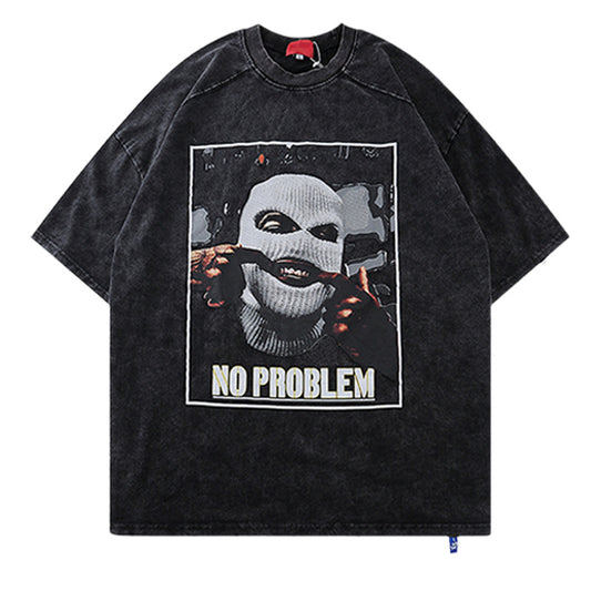 Women's Vintage Washed Distressed Print Short Sleeves