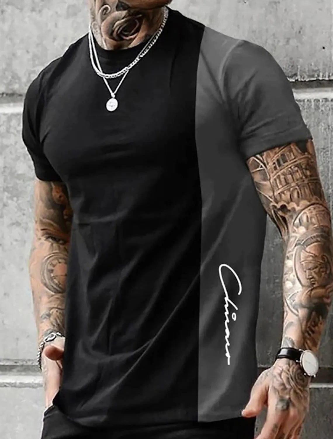 New Summer Short Sleeve Crew Neck Casual T-shirt Men's Clothing Fashion Tops