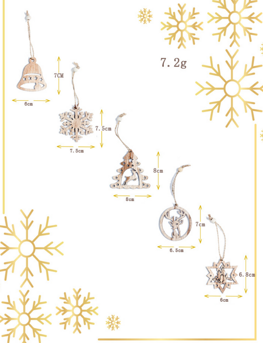 Christmas Tree Five Sets Of Wooden Pendants