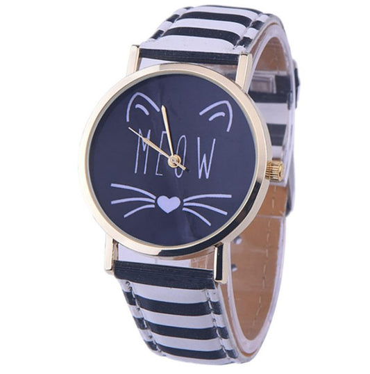 Watch watches women fashion watch Luxury Cute Cat Pattern PU Leather Band Analog Quartz Vogue Wristwatch