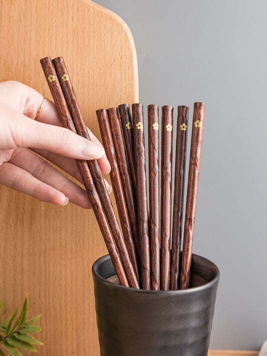 Solid Wood Chopsticks Pointed High-end 5 Pairs Of Creative