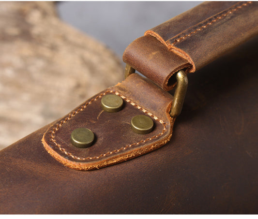 Retro Cowhide Men's Portable Briefcase Shoulder Computer Bag