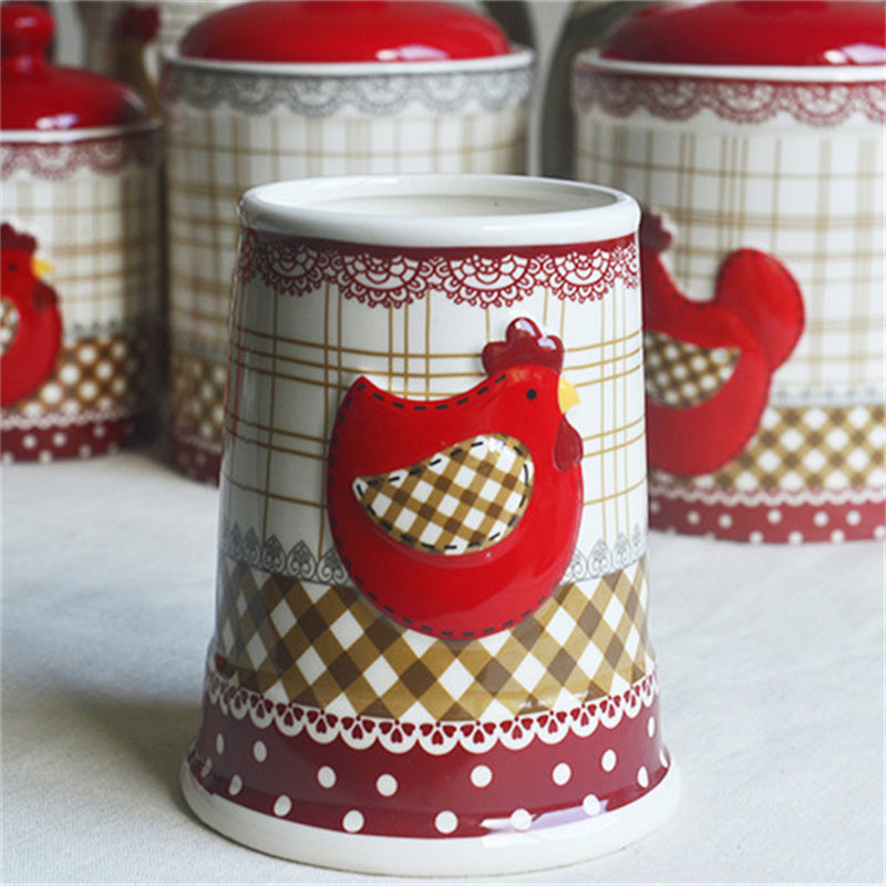 Chicken Shape Ceramic Tableware Christmas Day Decoration