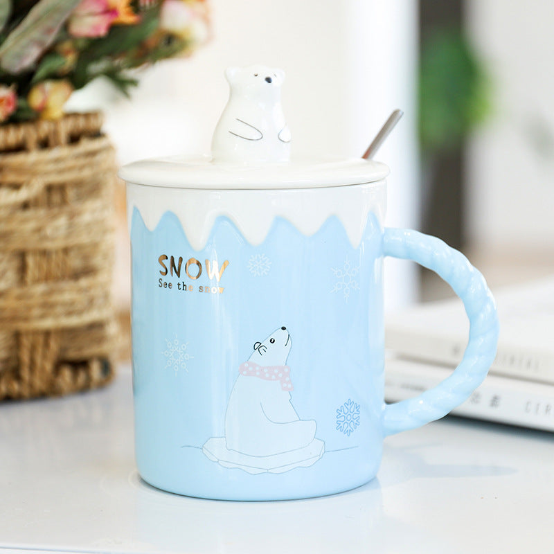Cartoon Polar Bear Christmas Ceramic Water Cup