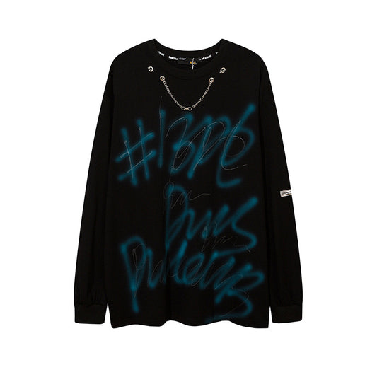 Men's Letter Hot Drill High Street Bottoming Top