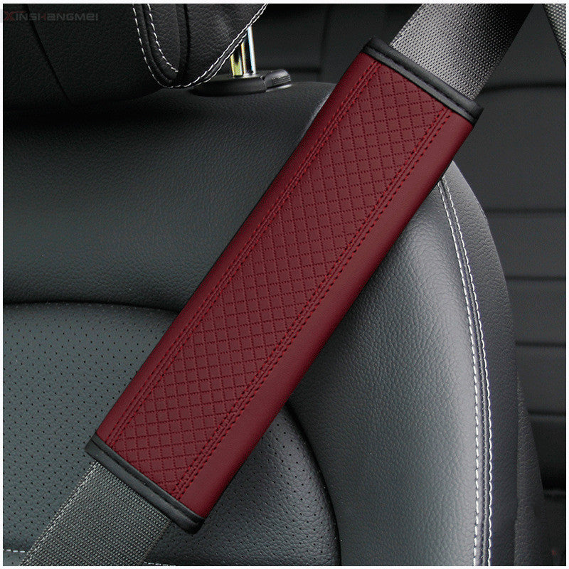 Fiber Leather Embossed Car Seat Belt Shoulder Guard Protective Cover Safety Belt