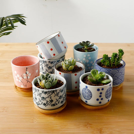 Succulent Japanese-style And Wind Combination Ceramic Creative Simple Modern Desktop Flowerpot