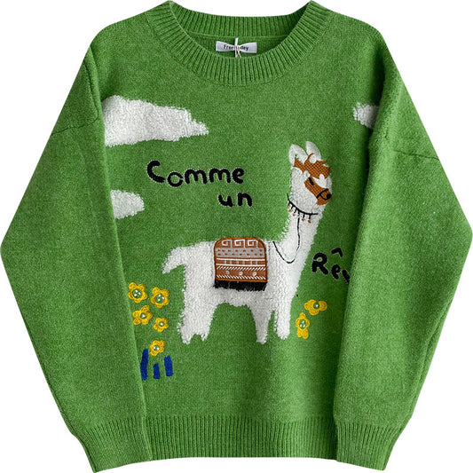 Funny And Cute Round Neck Long-sleeved Top