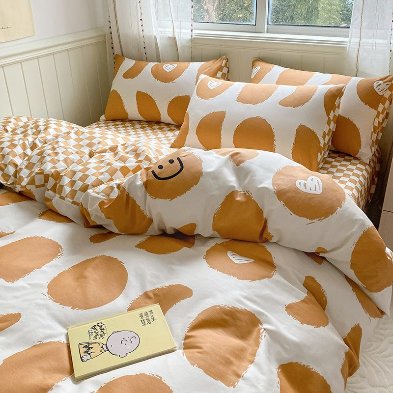 Printed Cartoon Girl Quilt Cover Cotton Four-piece Bed Sheet