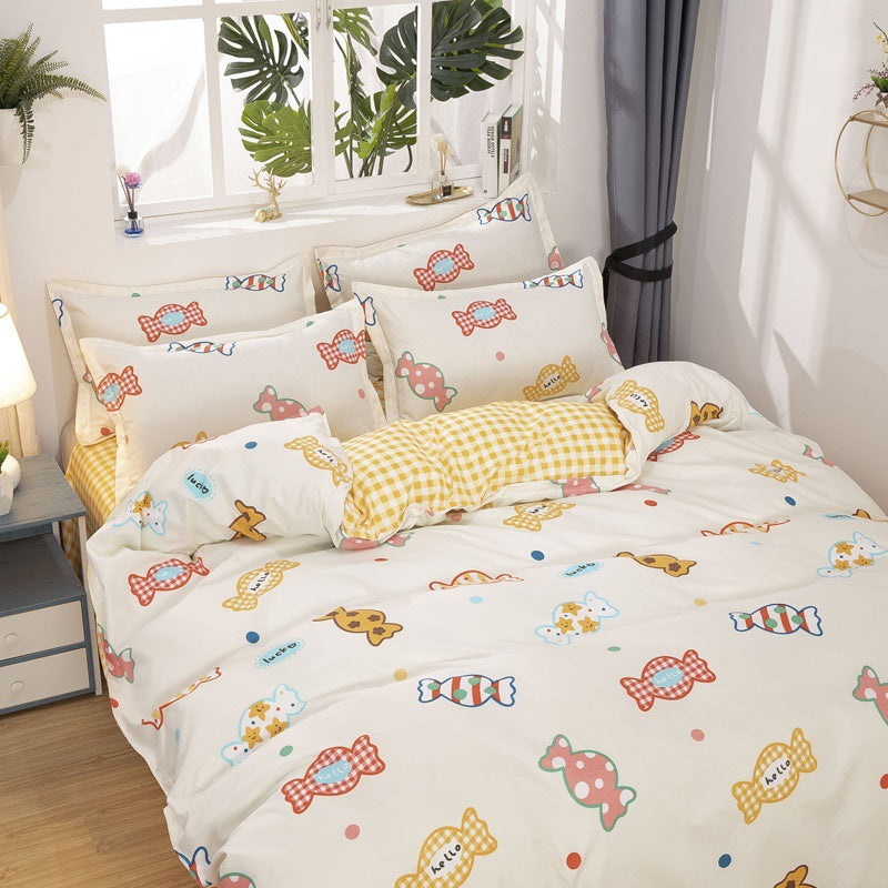 Candy Bedding Four Piece Home Textile Washed Cotton