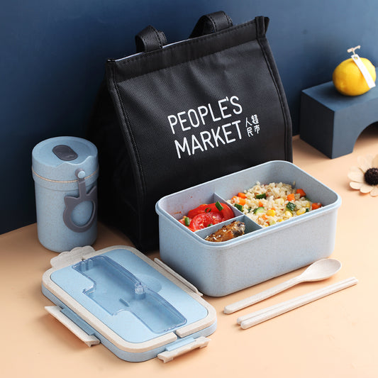 Portable Microwave Wheat Insulated Lunch Box With Lid