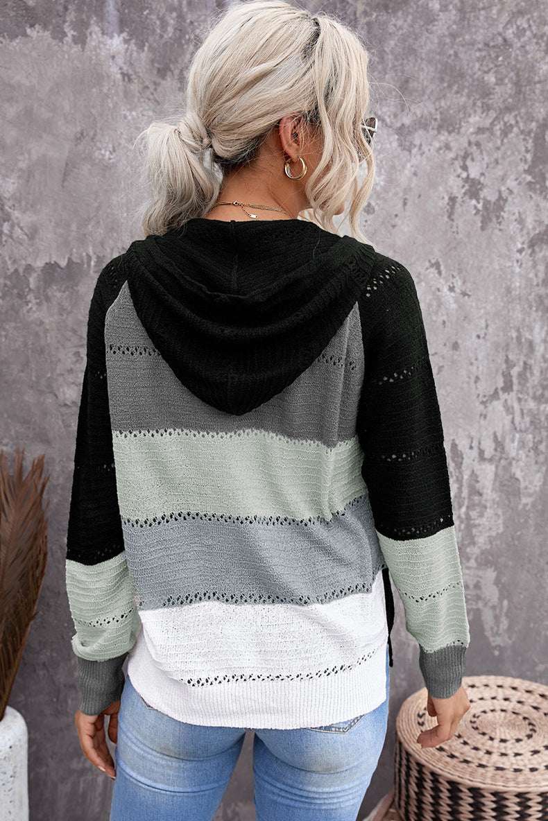 Casual Women's Knitted Long Sleeve Slim Hooded Sweatshirt - globaltradeleader