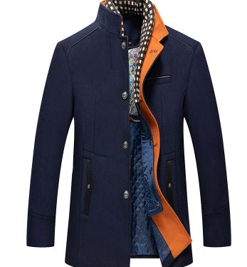 Medium Length Slim Fit And Versatile Stand Collar Men's Coat - globaltradeleader