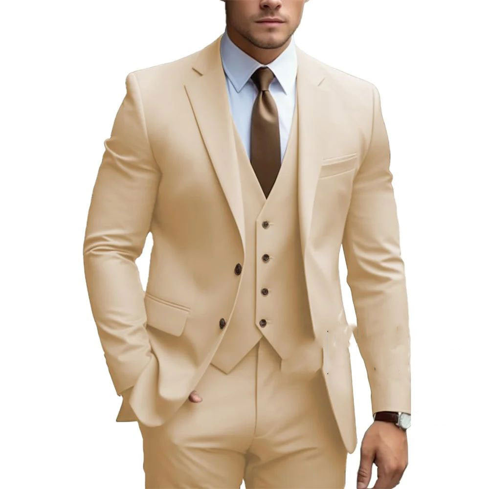 Business Casual Men's Three-piece Suit For Bridegroom Men's Wedding - globaltradeleader