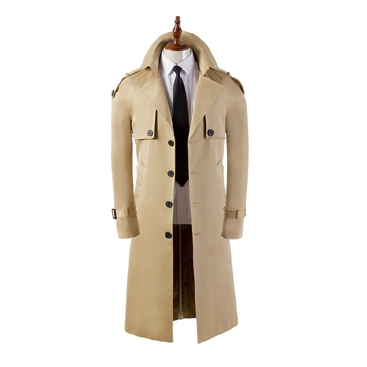 Men's Trench Coat Super Long Over The Knee Slim Business Casual - globaltradeleader